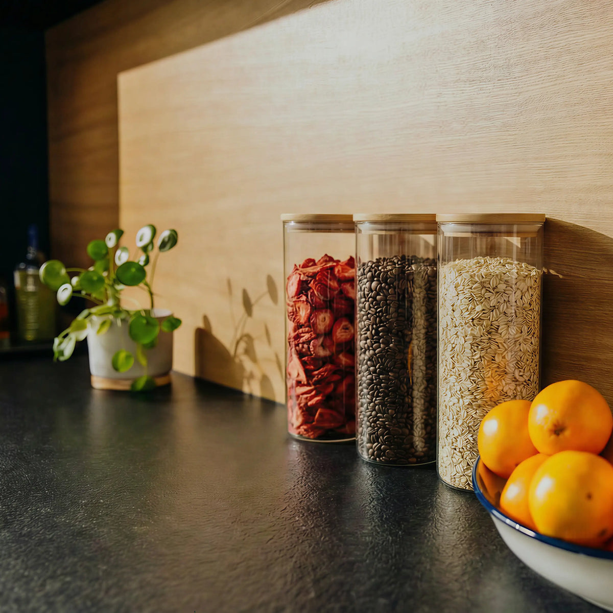 Vorratsglas-Set mit Holzdeckel | 530ml | 880ml | 1210ml simpleas