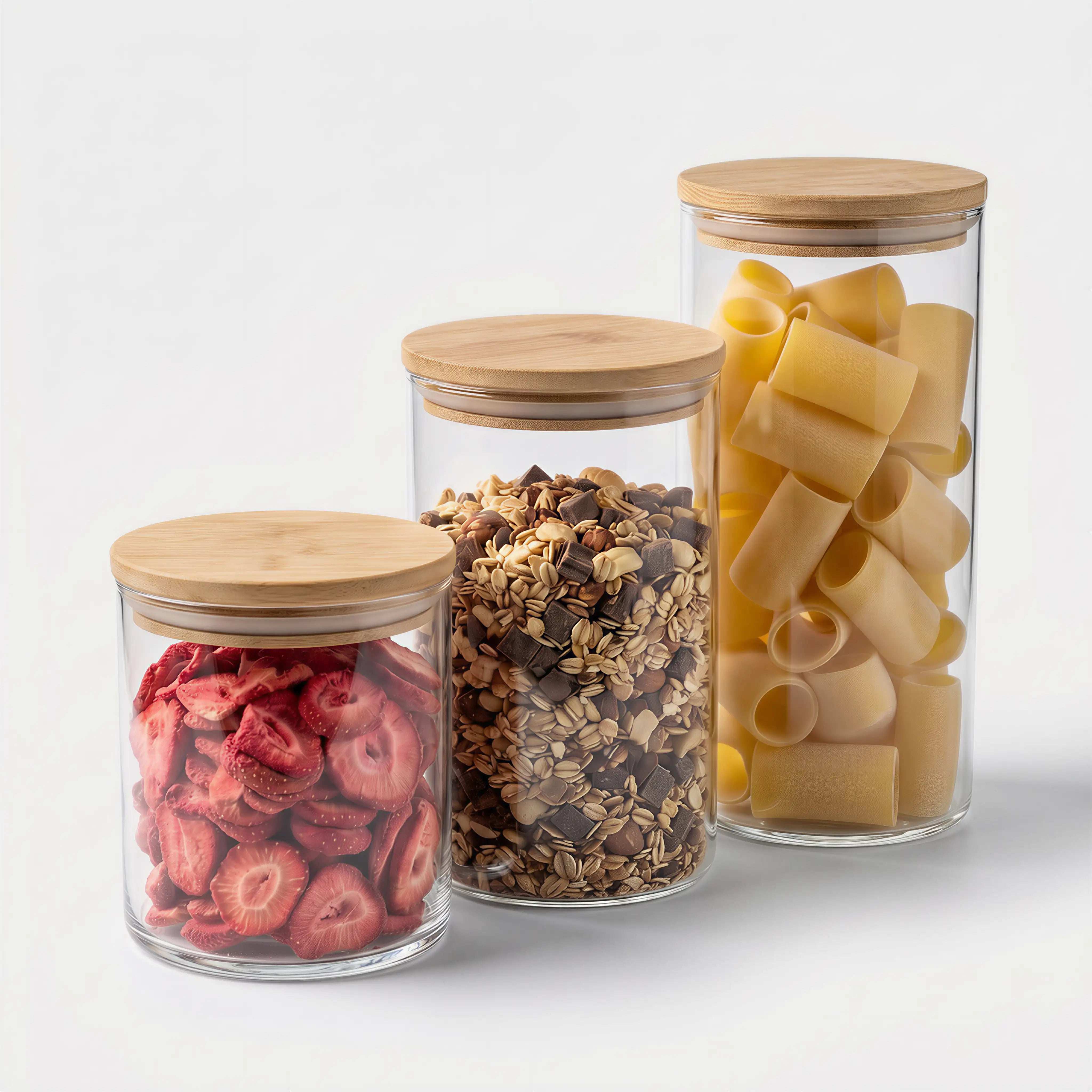 Vorratsglas-Set mit Holzdeckel | 530ml | 880ml | 1210ml simpleas