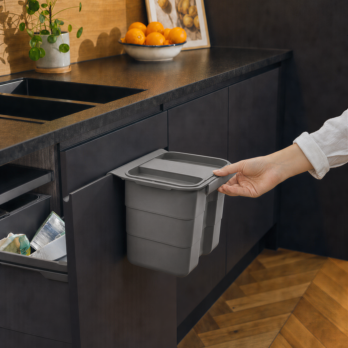 ninka bioBin – Komposteimer für die Küche zum Einhängen (4,2 l) Mülleimer ninka